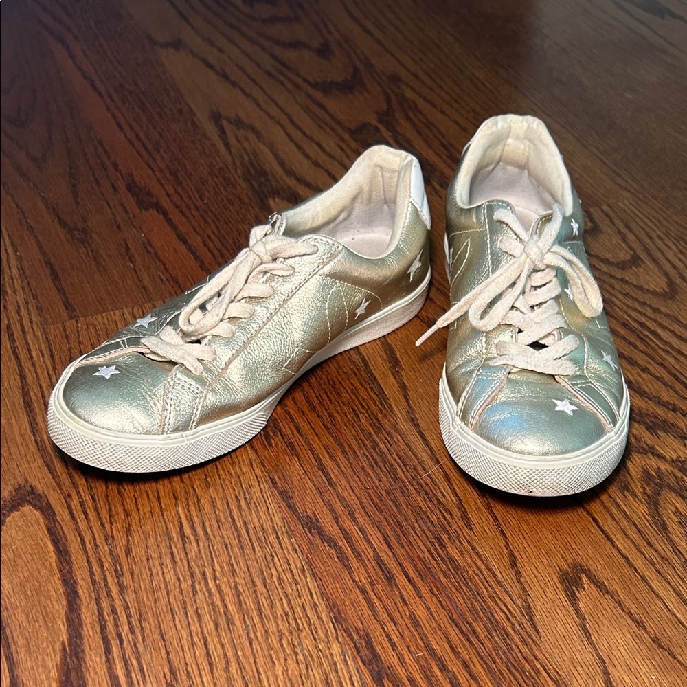 Madewell X Veja Esplar Low Sneakers Star Embroidered Gold Leather, Size 8